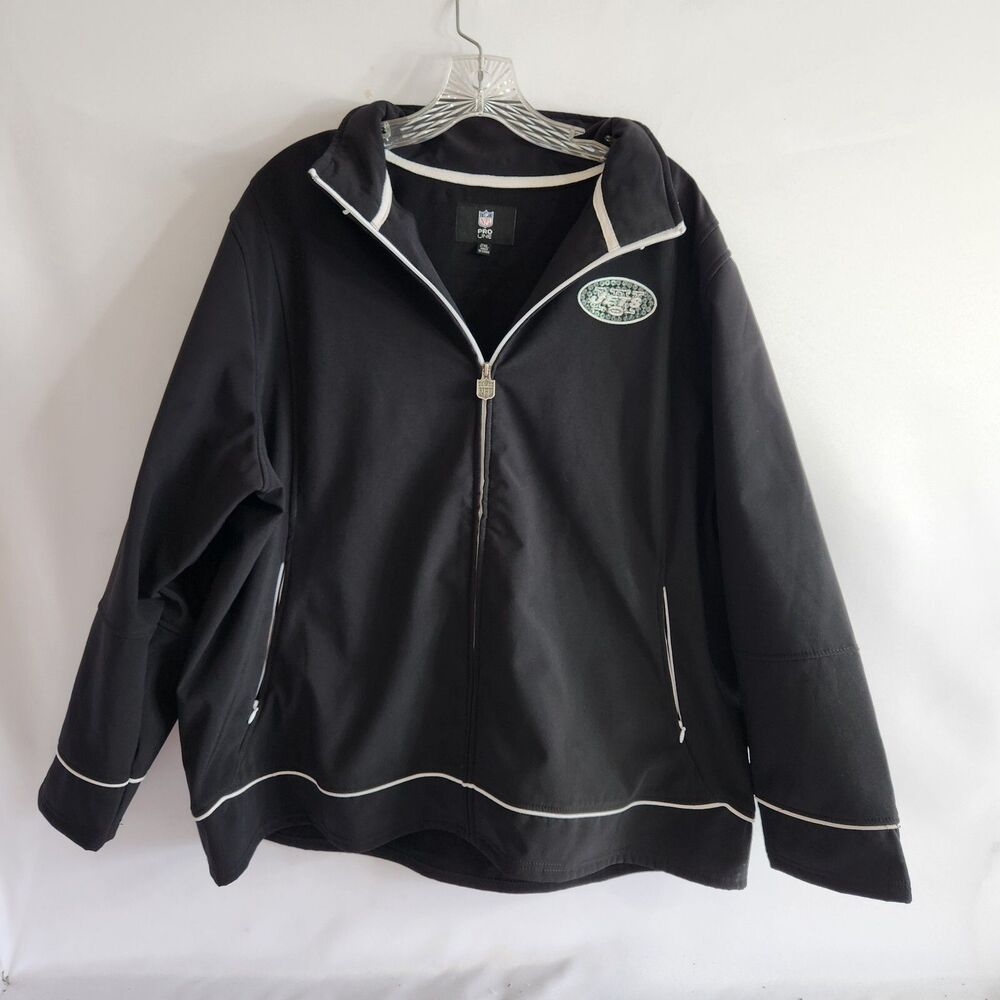 Men's NFL Proline New York NY Jets Zip Up Jacket Pockets Warm Black 2XL